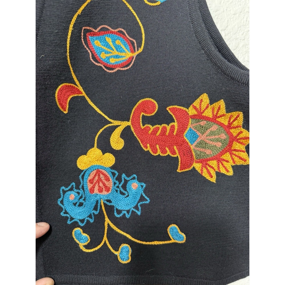 Vtg Boho Wool Vest Womens L Colorful Art Artsy Earthy - Picture 3 of 6